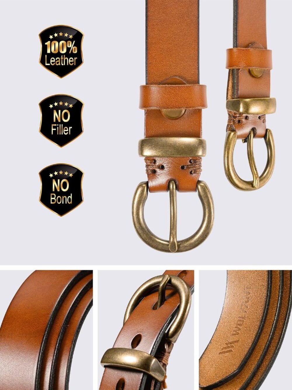 Womens Leather Belts for Jeans,100% Italian Full Grain Real Leather - Picture 4 of 6